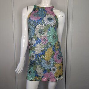 Women's Sleeveless Florial/Botanical-Print Halter Tank Dress - NWT